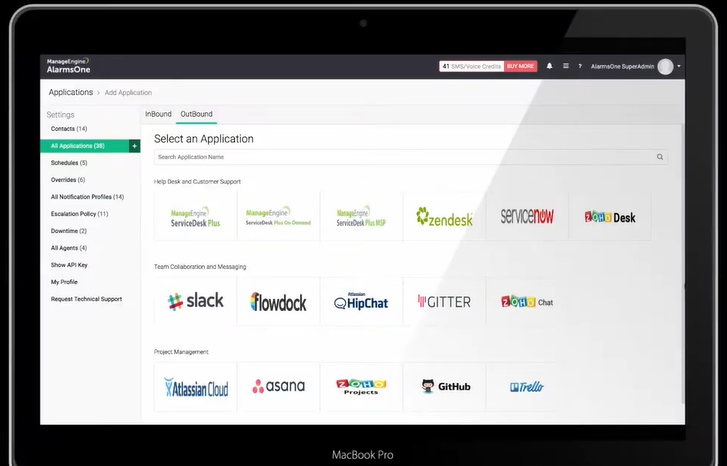 screenshot of ManageEngine AlarmsOne